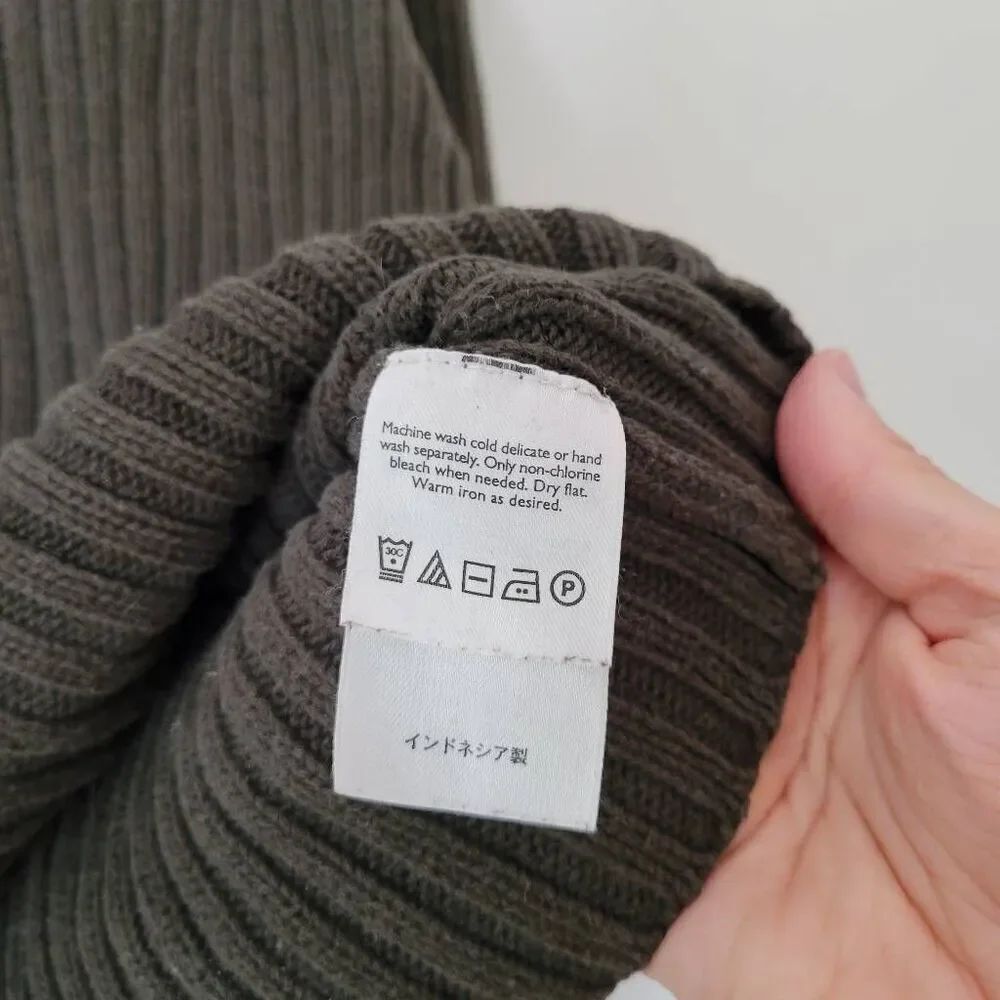 Eddie Bauer Men’s Ribbed Half Zip Sweater L Olive Green 100% Cotton Vintage Y2K - Picture 5 of 7